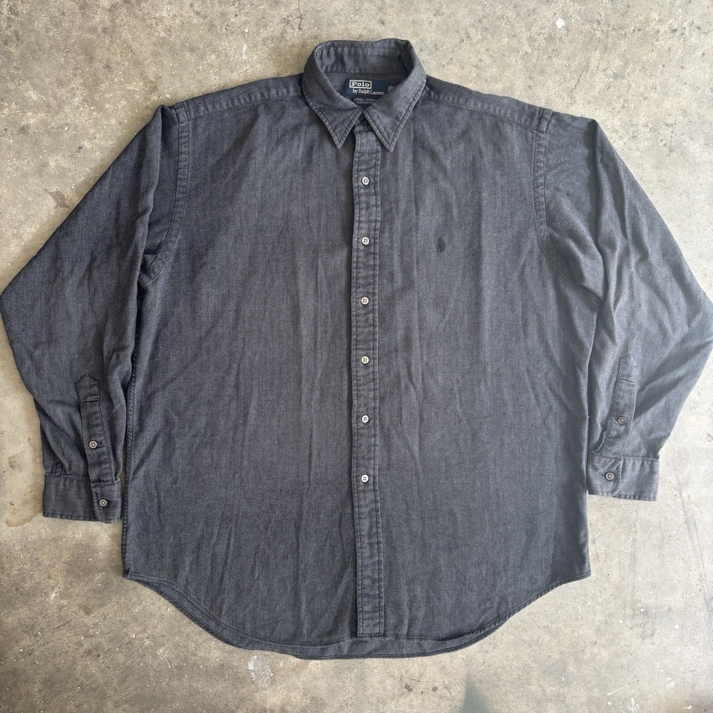 Polo Ralph Lauren VTG 90's Lowell Sport Herringbone Cotton Shirt Shacket Mens L